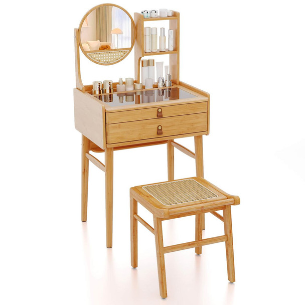 23.5" Compact Makeup Table Set with Stool  product image