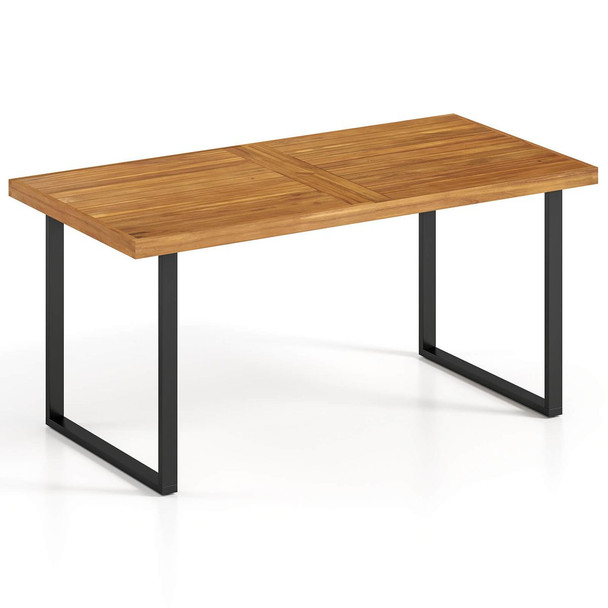 63" Acacia Wood Dining Table with Slatted Tabletop  product image