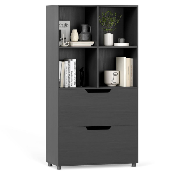51” 5-Tier 4-Cube Bookcase with 2 Drawers product image
