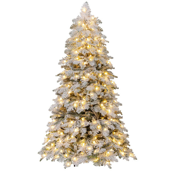 Snow-Flocked Artificial Christmas Tree with Warm White LED Lights product image