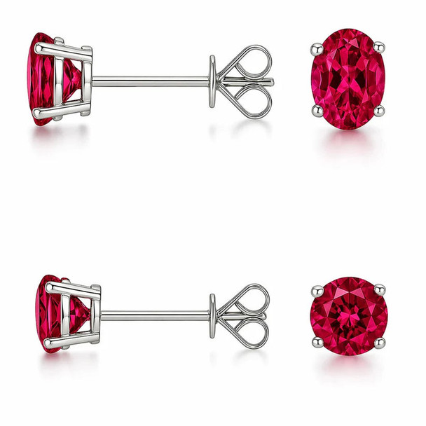 Women's Sterling Silver Ruby Stud Earrings (2-Pair) product image