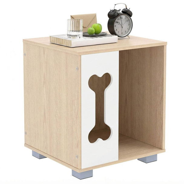Dog Bed Side Table with Bone-Shaped Window and Sturdy Metal Legs product image