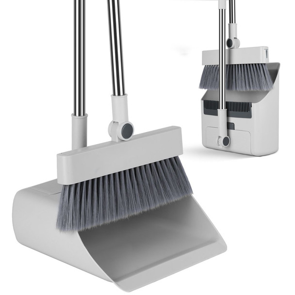 4-in-1 Upright Broom and Dustpan Set  product image