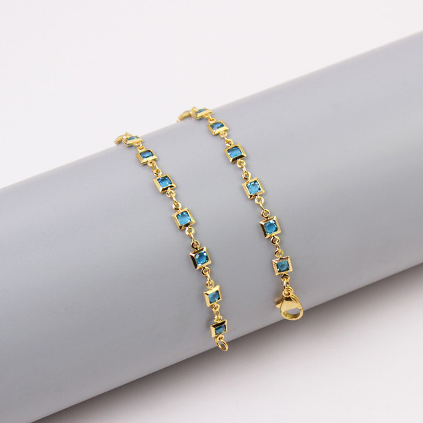 Light Multi-Color Square Crystal Ankle Bracelet product image
