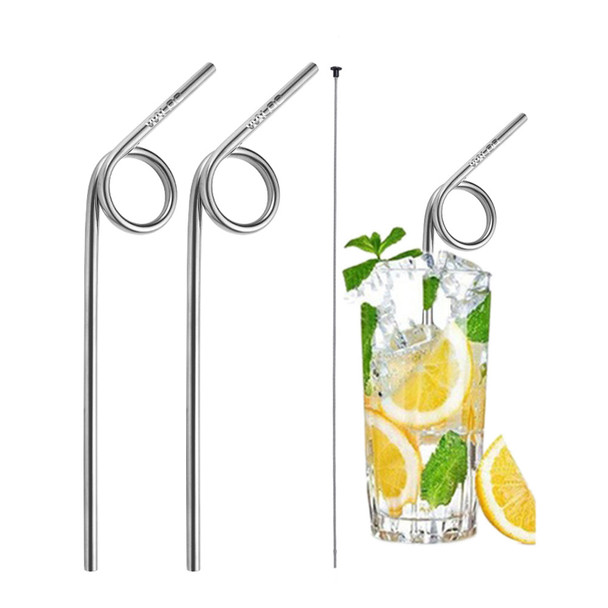Swirled Stainless Steel Drinking Straws (2-Pack) product image