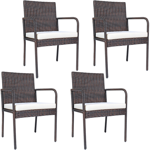 Goplus® Cushioned Outdoor Patio Rattan Dining Chairs (Set of 4) product image