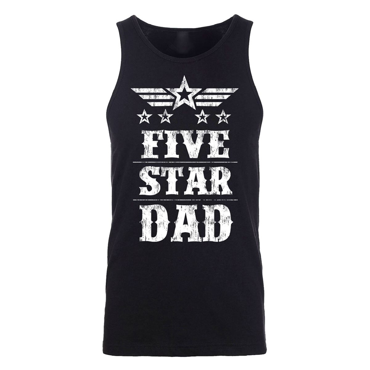 Men's Best Dad Father's Day Tank Top - Men's Greatest Five Star Father's Day Tank Top - Five Star Dad - Black / L