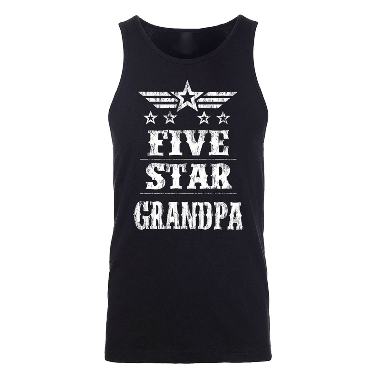Men's Best Dad Father's Day Tank Top - Men's Greatest Five Star Father's Day Tank Top - Five Star Grandpa - Black / 2XL