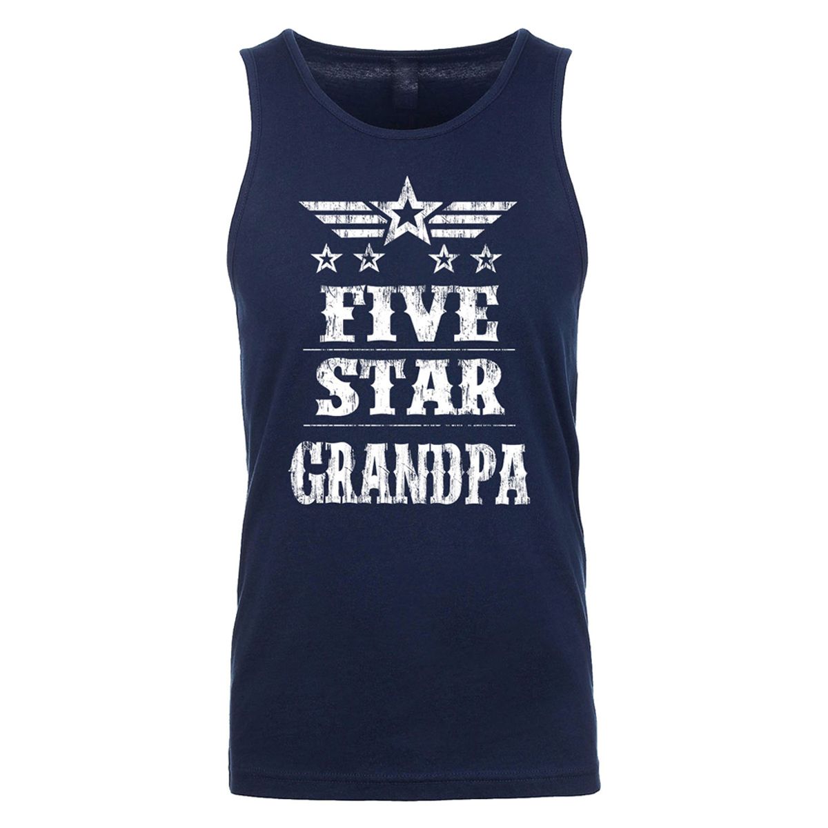Men's Best Dad Father's Day Tank Top - Men's Greatest Five Star Father's Day Tank Top - Five Star Grandpa - Navy / 2XL