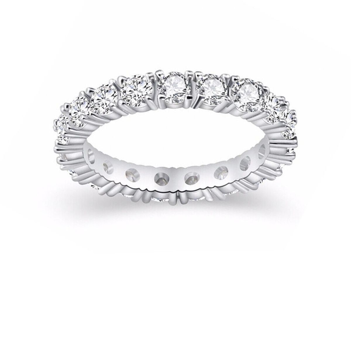 Sterling Silver Plated Eternity Engagement Ring - Size 7 Ring