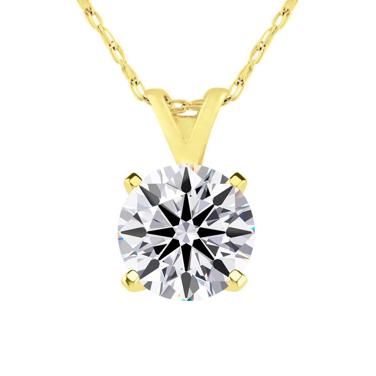 Round Lab-Grown Diamond Solitaire Necklace - 1 Carat Lab Grown Diamond Necklace, Yell