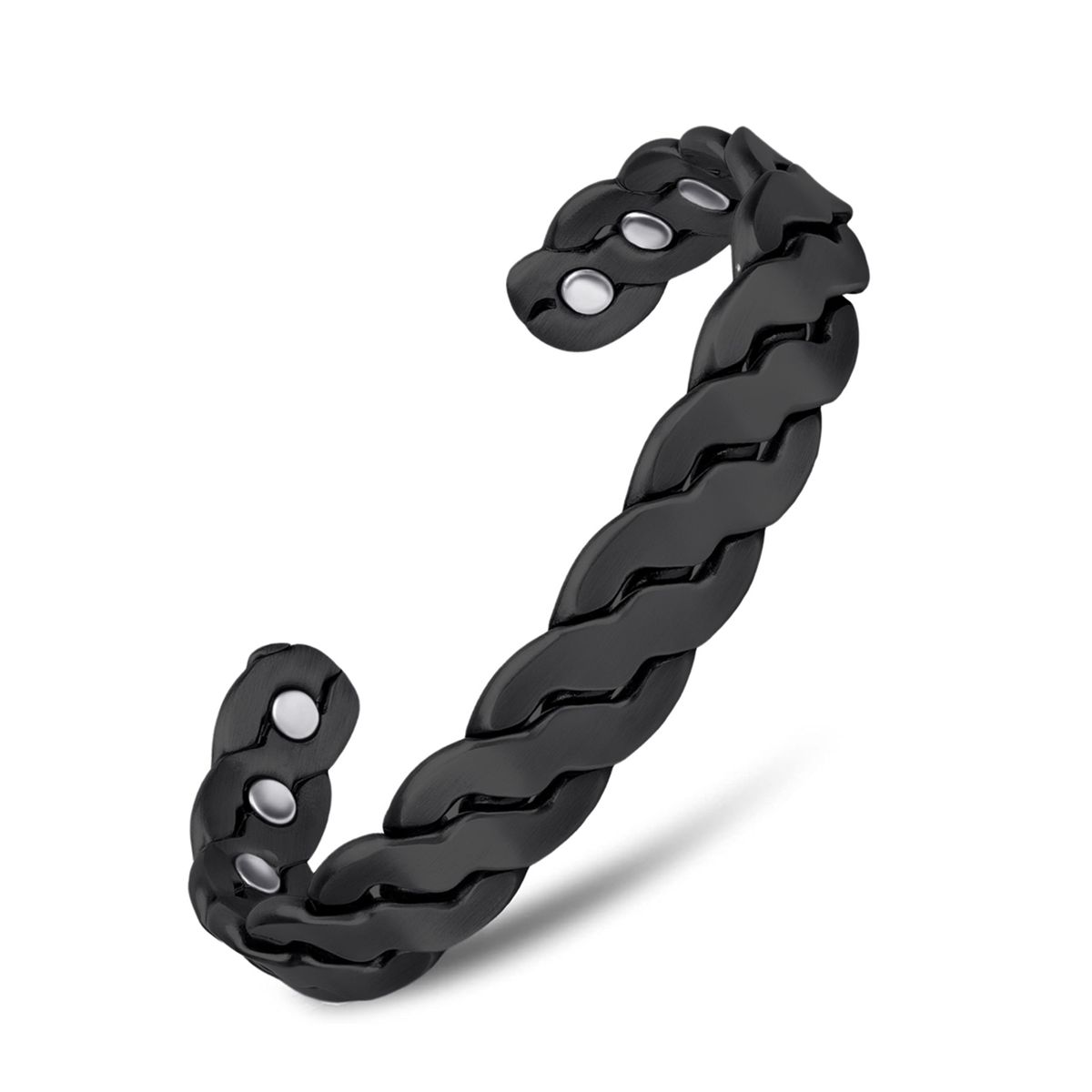 Adjustable Copper Twist Cuff Therapy Bracelet - Black