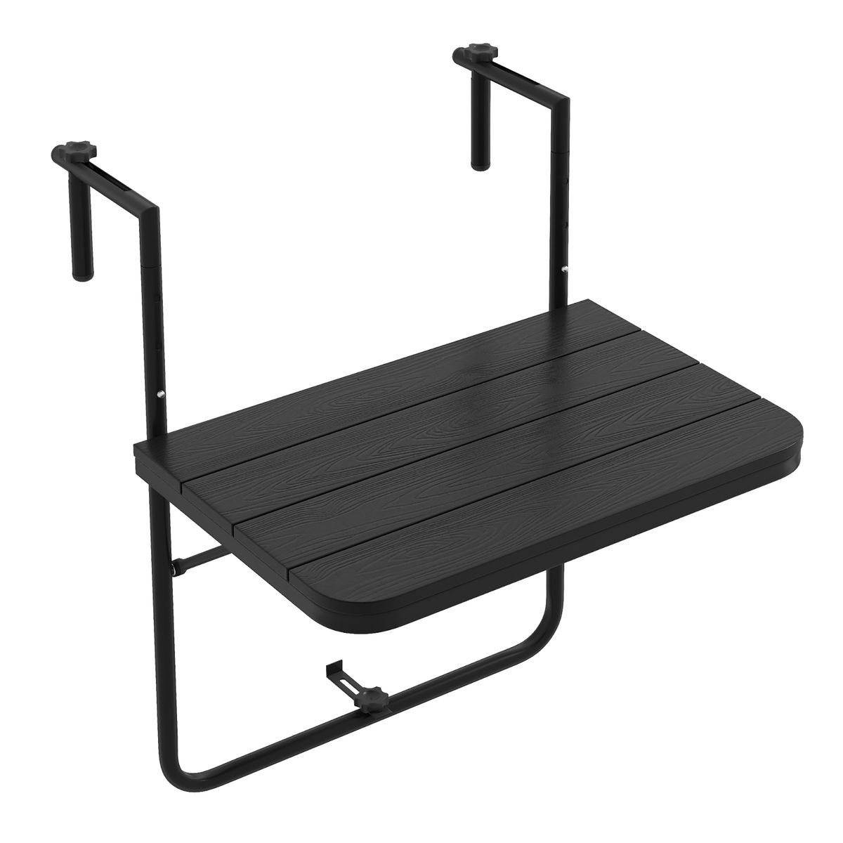 Folding Hanging Table with 3-Level Adjustable Height - Black