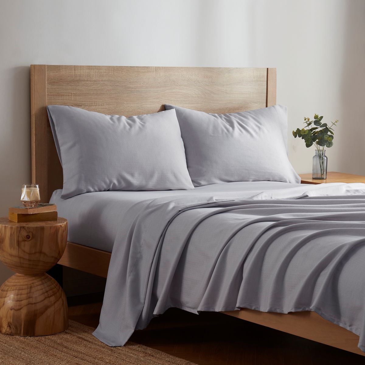 Kathy Ireland® 4-Piece Herringbone Twill Cotton Rich Sheet Set - Queen - Light Grey