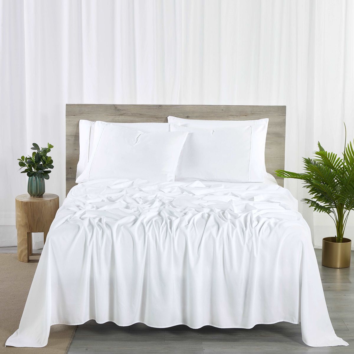 6-Piece 2000-Thread-Count Bamboo Sheet Set with SnugGrip by Bibb Home&reg; - Full - White
