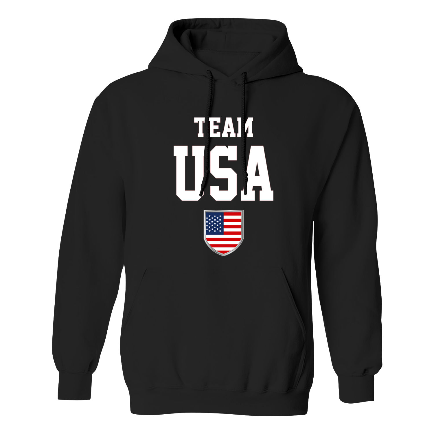 Women's Patriotic 'USA Love' Pullover Hoodie - Team USA Shield - Black / 2XL