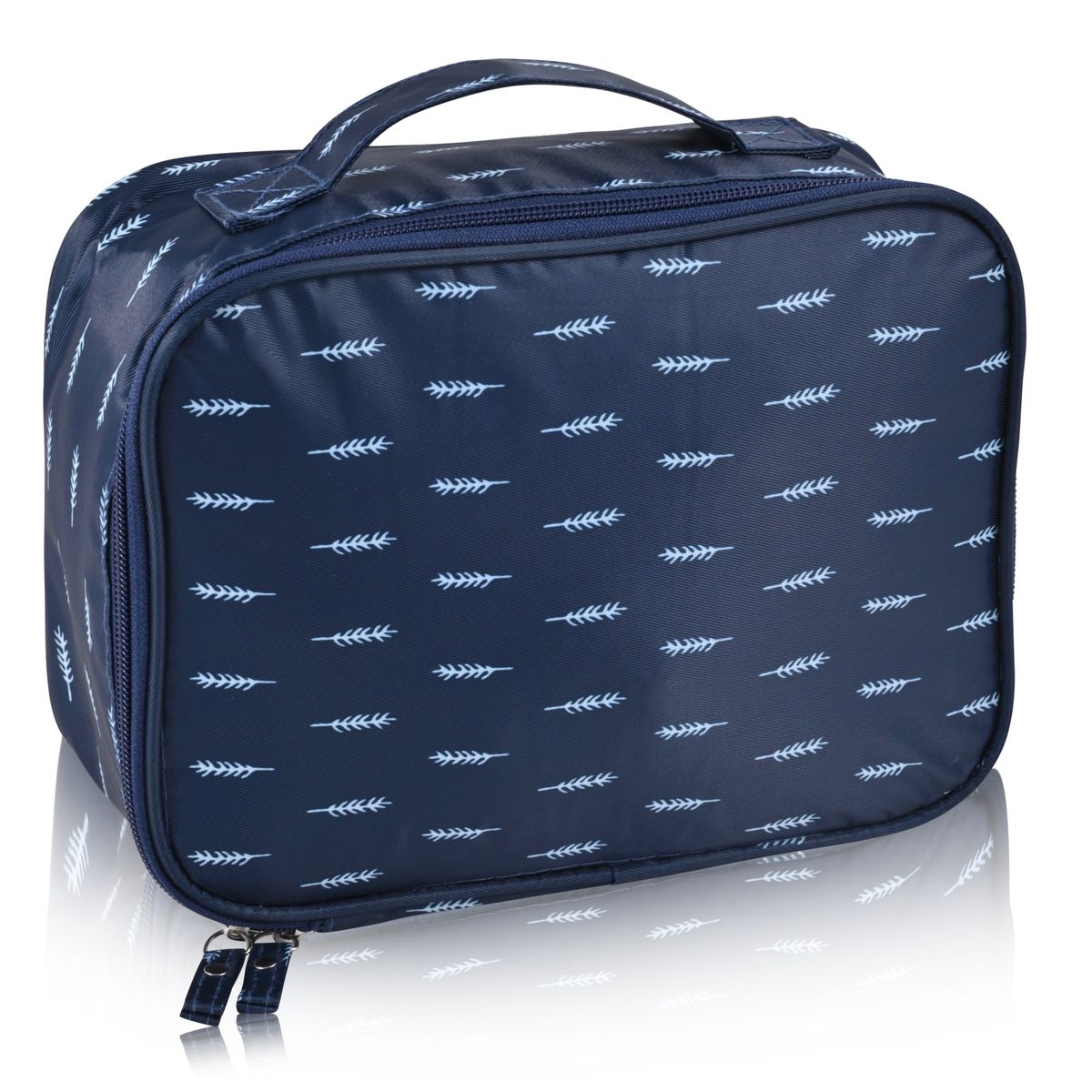 Everyday Stylish Cosmetic Organizer Travel Case - Navy Feather