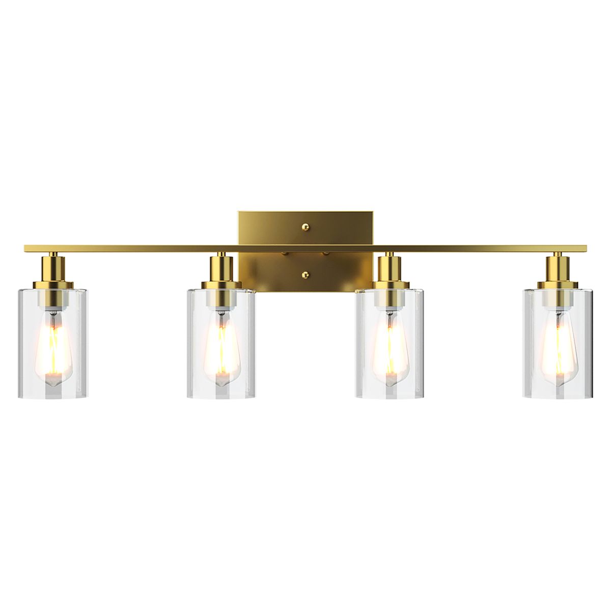 3 or 4-Light Modern Bathroom Wall Sconce with Clear Glass Shade - 4 Lights