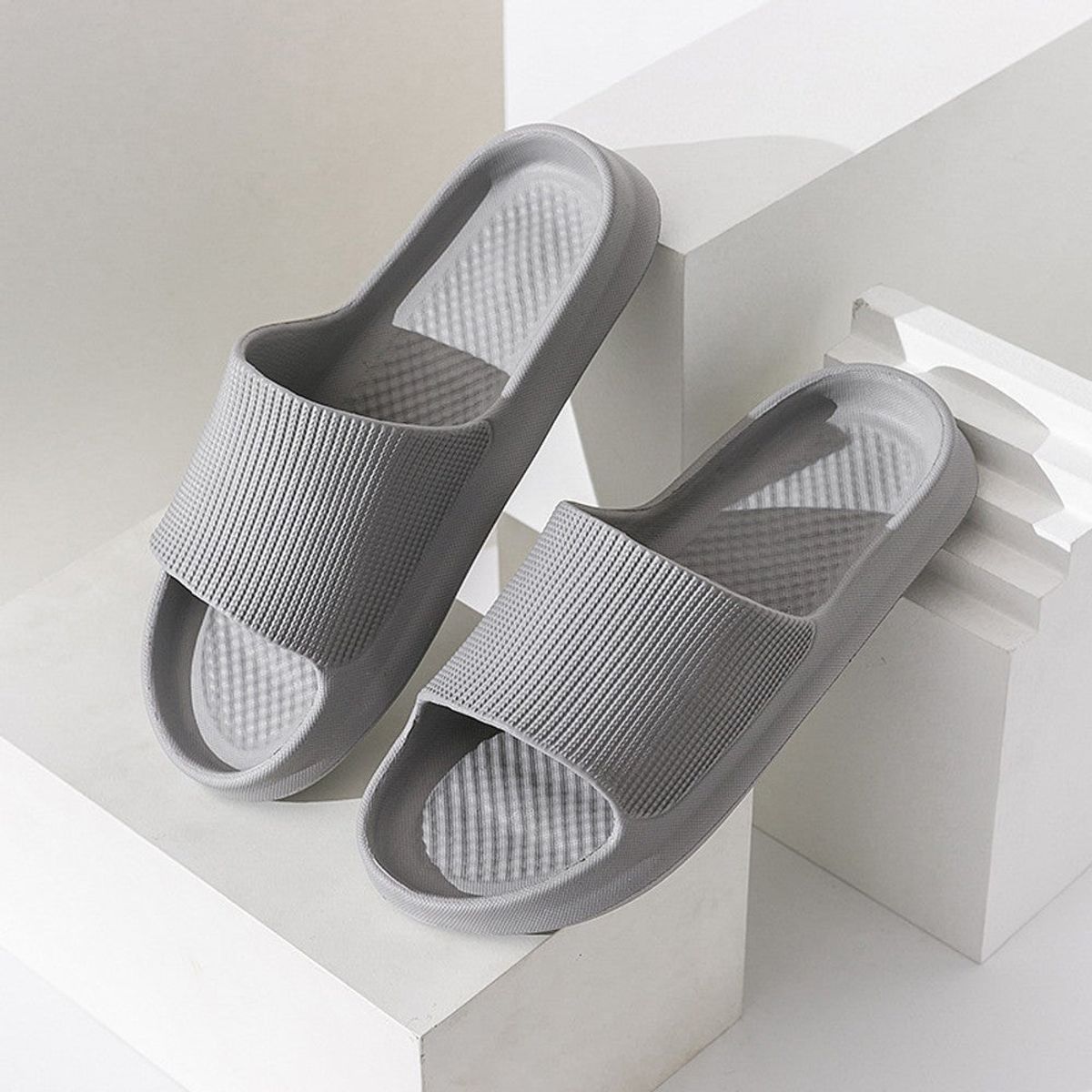 Unisex Minimalist Textured Cloud Slippers (4 Colors) - Grey - Size 8/9