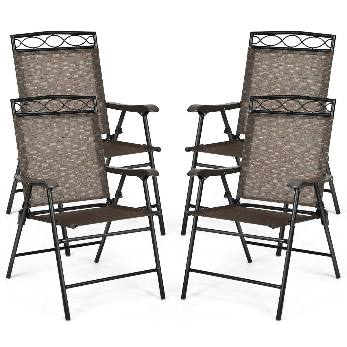 Patio Folding Sling Chair (2 or 4-Pack) - Costway Set of 4 Patio Folding