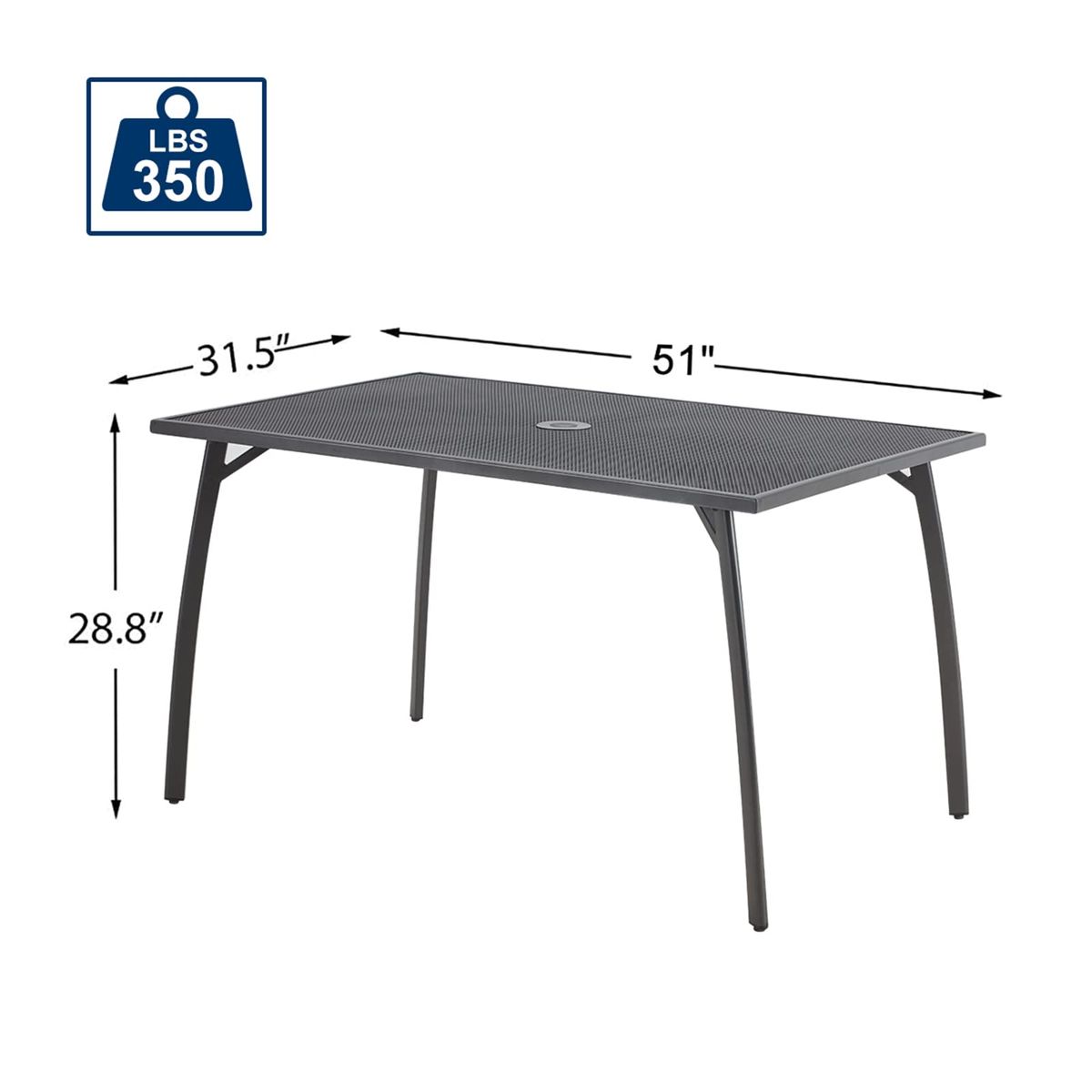 Outdoor Metal Patio Dining Tables (With and without Umbrella Holes) - 19033GR-Table-UG01