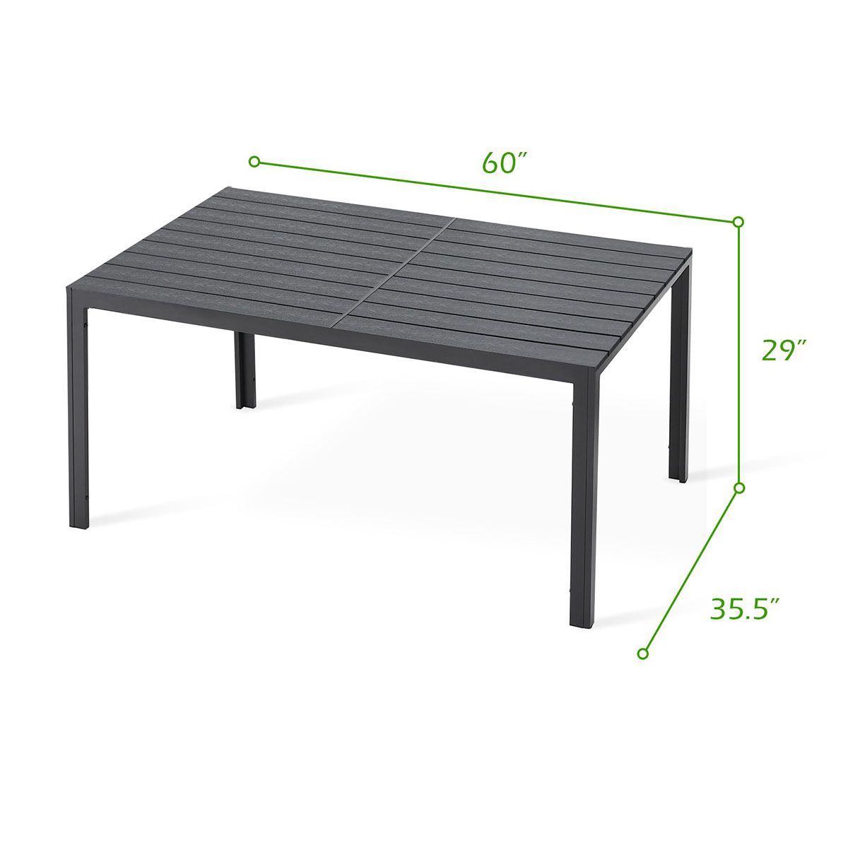 Outdoor Metal Patio Dining Tables (With and without Umbrella Holes) - 16081BK-Table-UG01