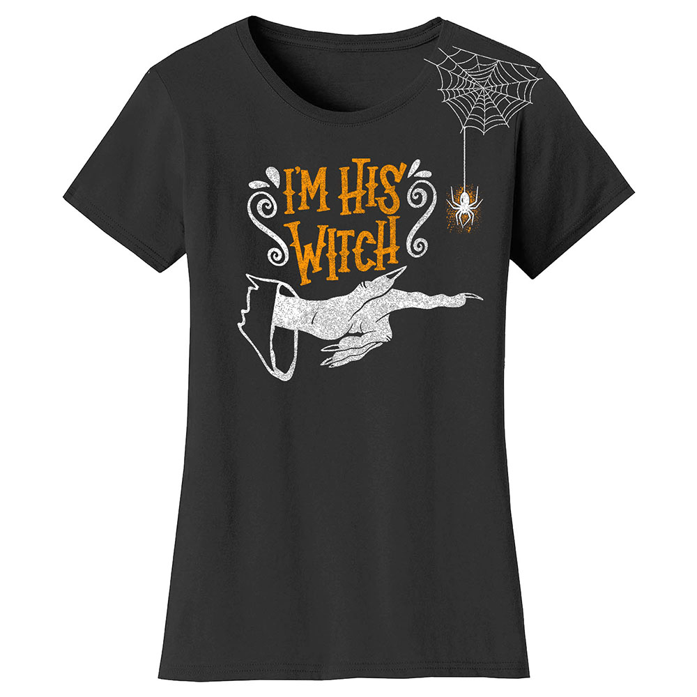 Women's Halloween T-Shirts -  I'm His Witch - Black / L