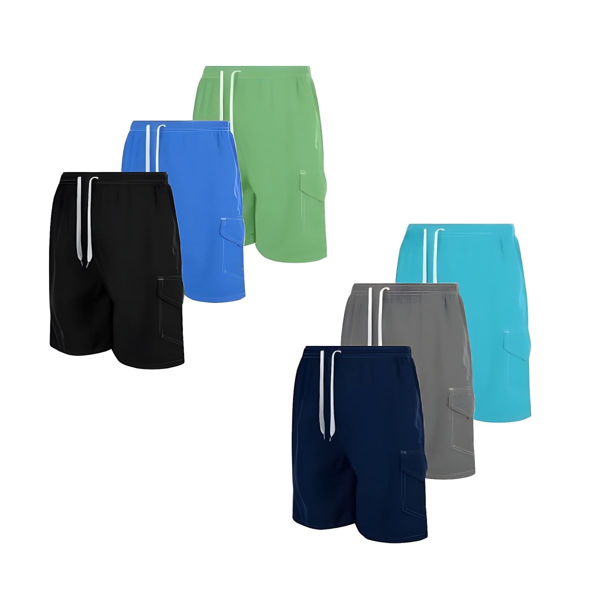 Men's Quick-Dry Swim Shorts with Cargo Pockets (3-Pack) - Solids - Small