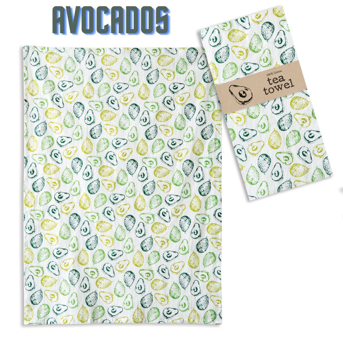 Kitchen Flour Sack Tea Towel - Avocados