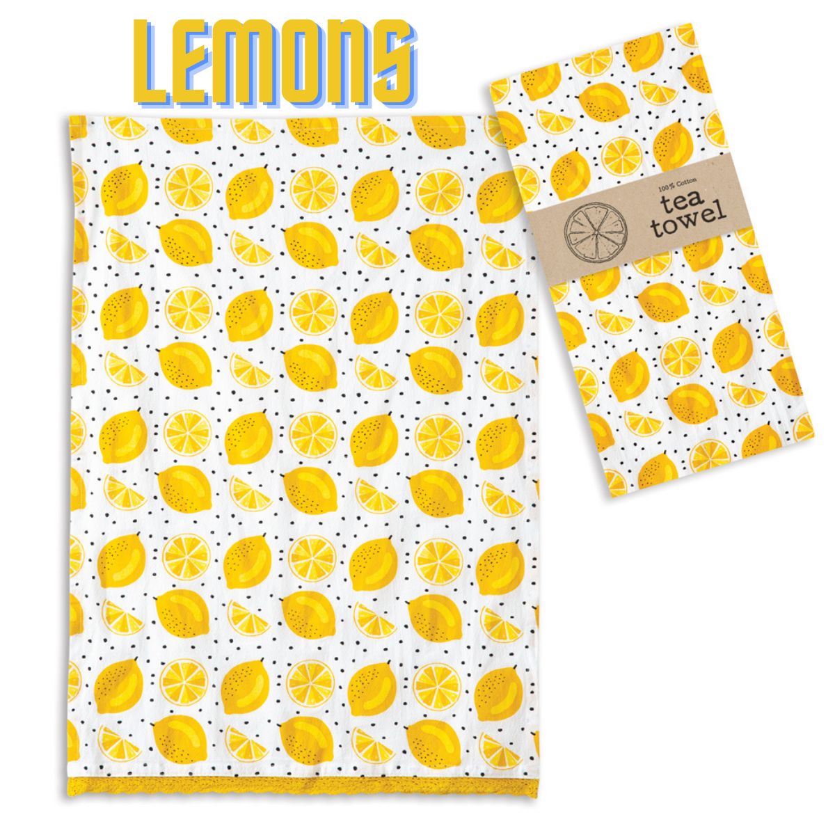Kitchen Flour Sack Tea Towel - Lemons