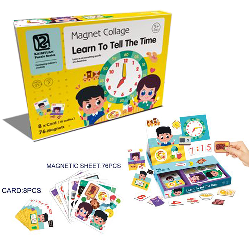 DIY Educational Kids' Creative Magnetic Collage Playset - Learn to Tell the Time