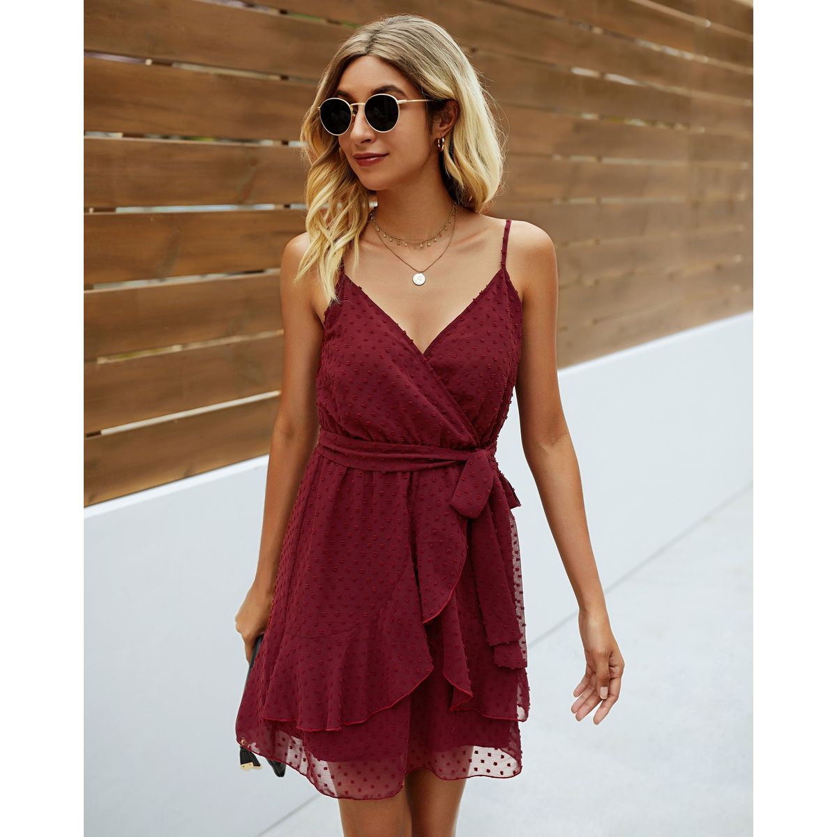 Women's Ditsy Delight Dress - WINE / L