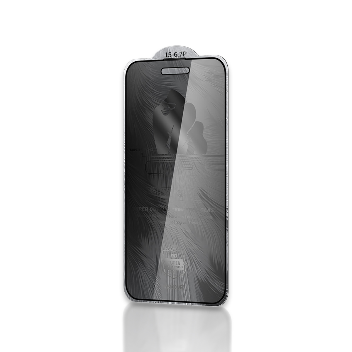 Space King Kong 9D Curved Tempered Glass Screen Protector - Privacy 360 IP15 Pro-6.1