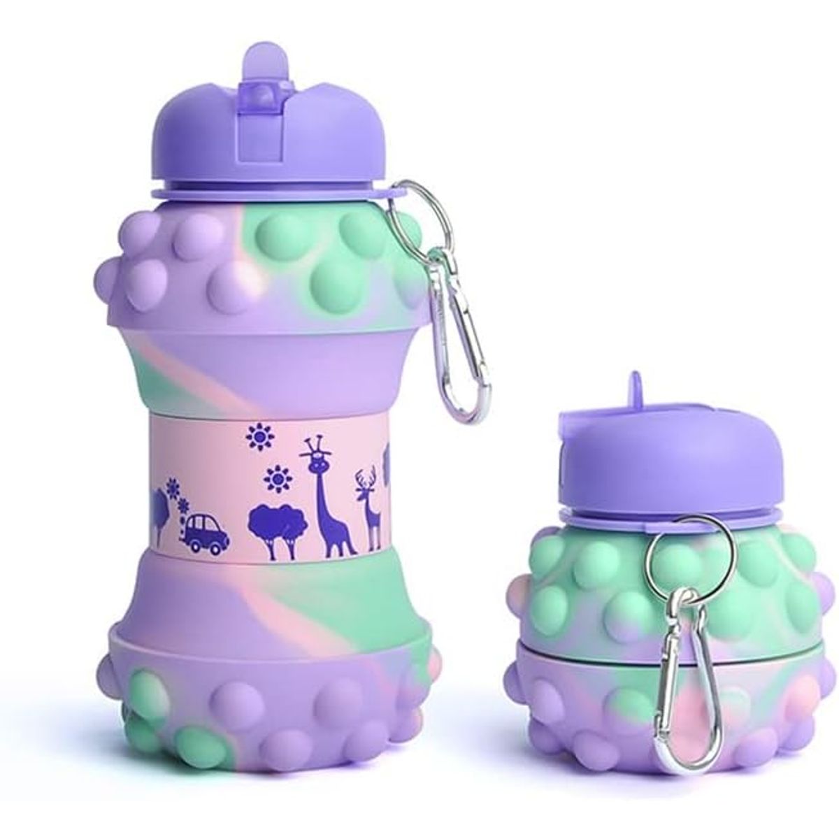 Kids' Silicone Pop-It Collapsible Water Bottle - Water Bottle For Kids Creative, Popit