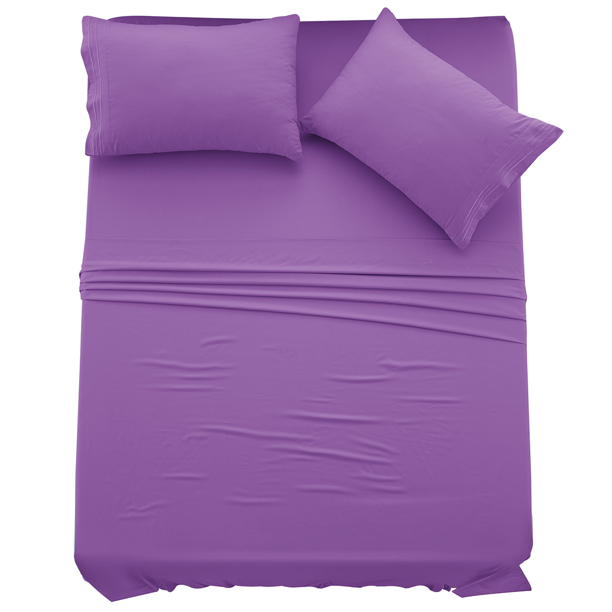 4-Piece Solid Microfiber Deep Pocket Bedding Sheet Set - Full Purple