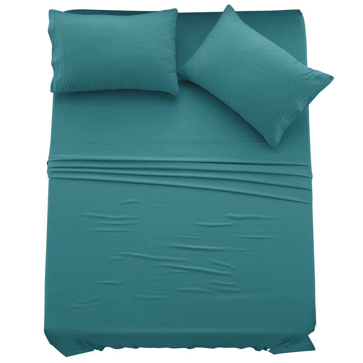 4-Piece Solid Microfiber Deep Pocket Bedding Sheet Set - Queen Teal