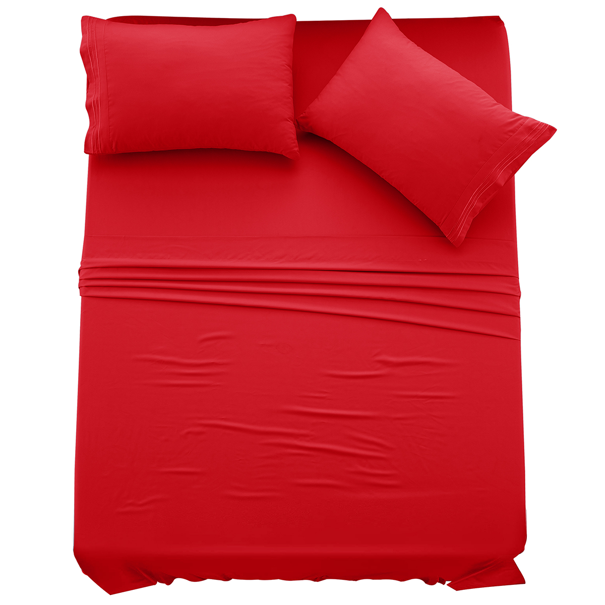 4-Piece Solid Microfiber Deep Pocket Bedding Sheet Set - King Burgundy