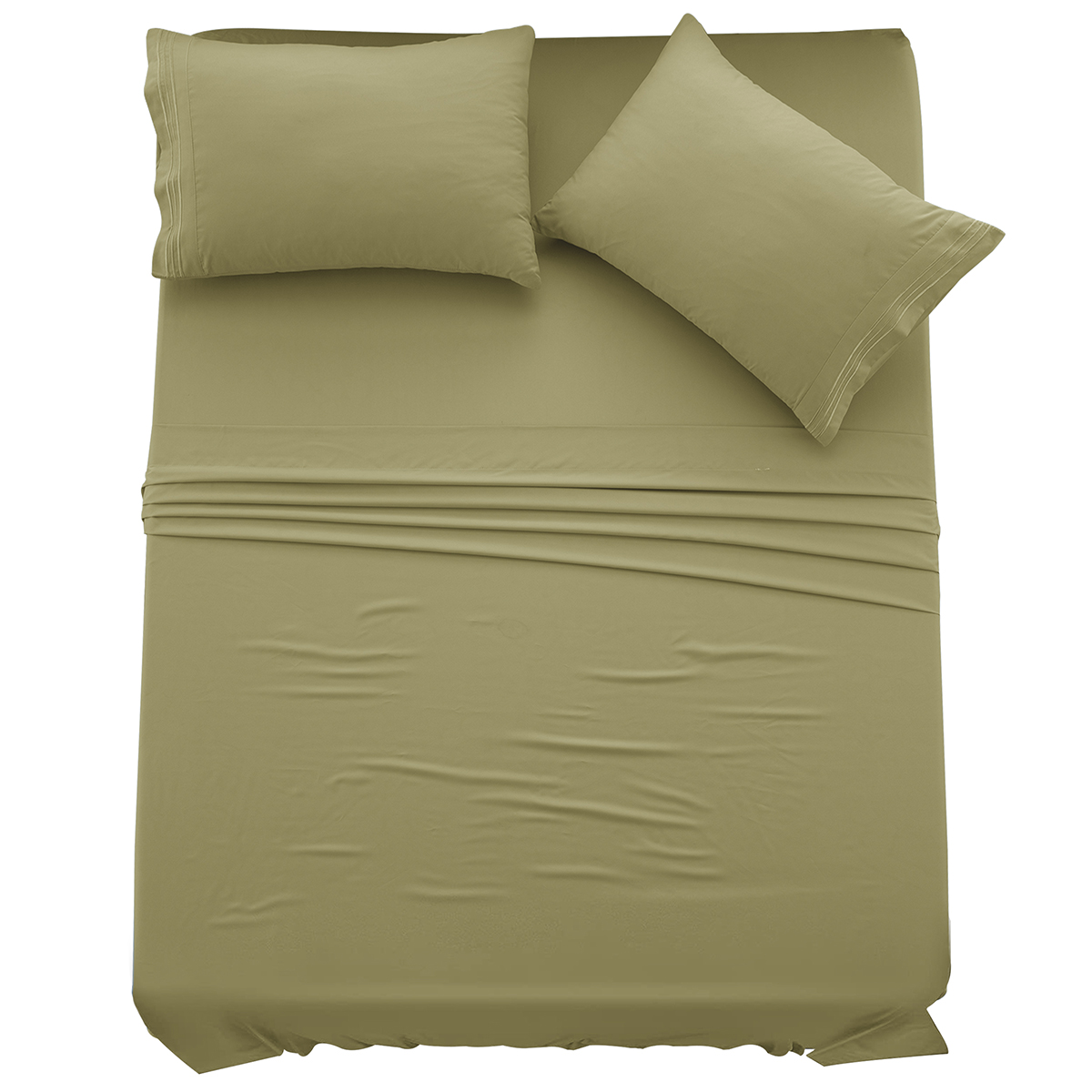 4-Piece Solid Microfiber Deep Pocket Bedding Sheet Set - Cal King Green