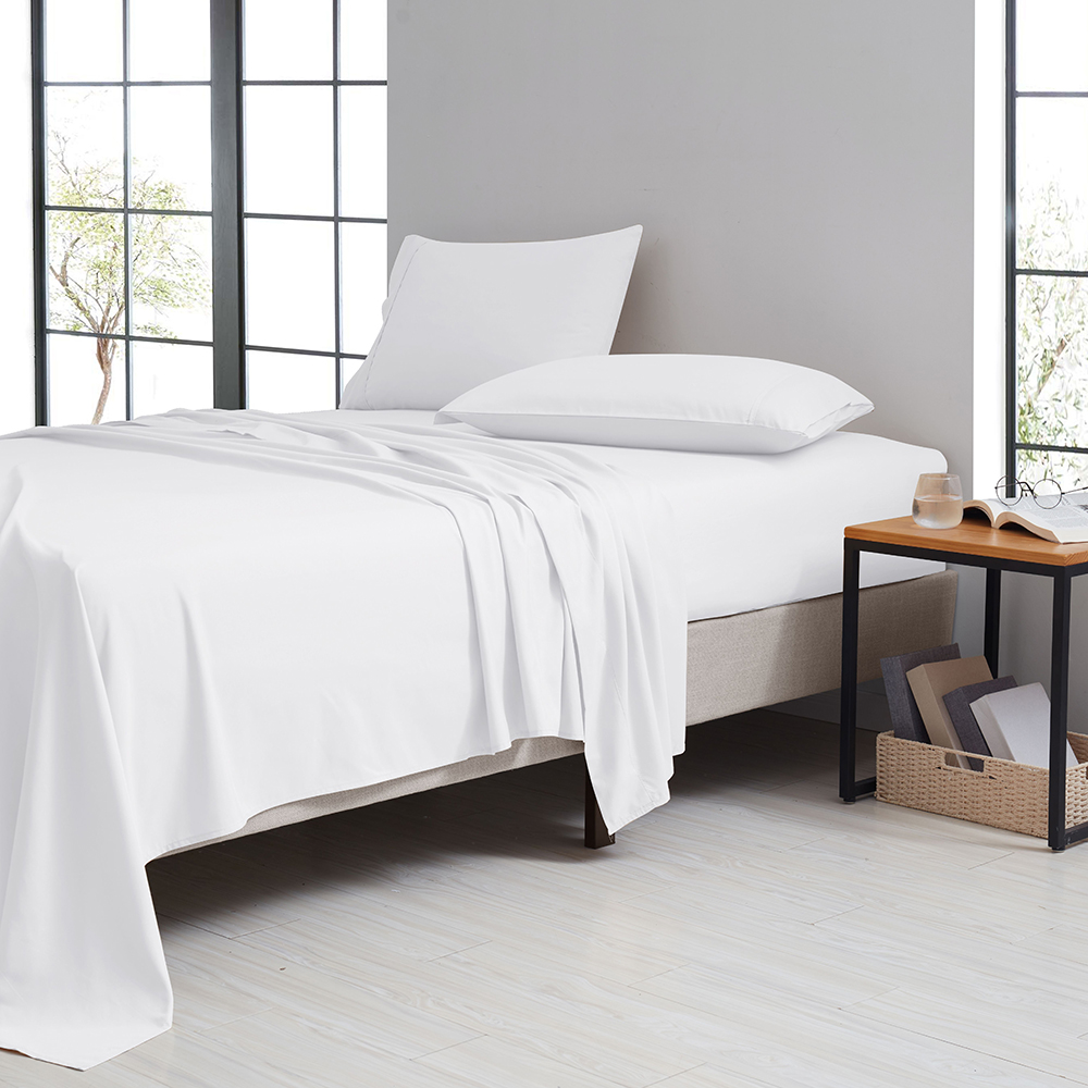1800TC Bamboo Blend 4-Piece Sheet Set with Deep Pockets - King - White