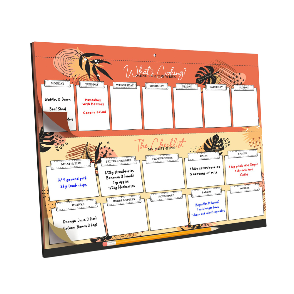 Easy Tear-off Meal & Shopping Planner with Magnetic or Wall Mount - tring&Space-Planner-X002LGL4JX
