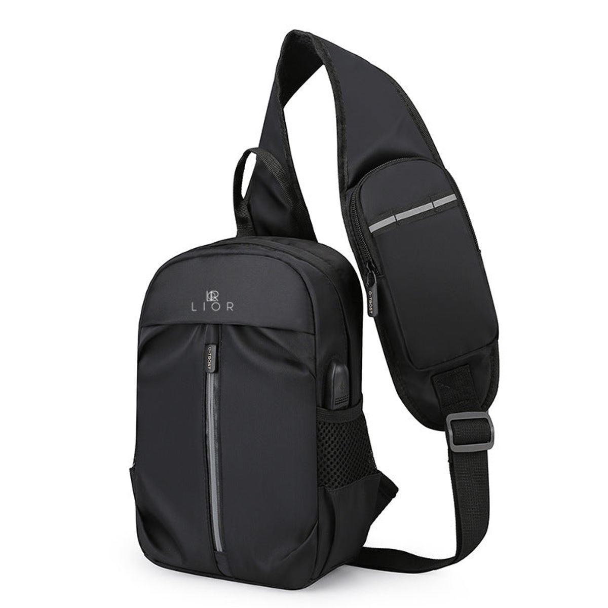 Lior™ USB-Charging Multi-Pocket Shoulder Bag - Black