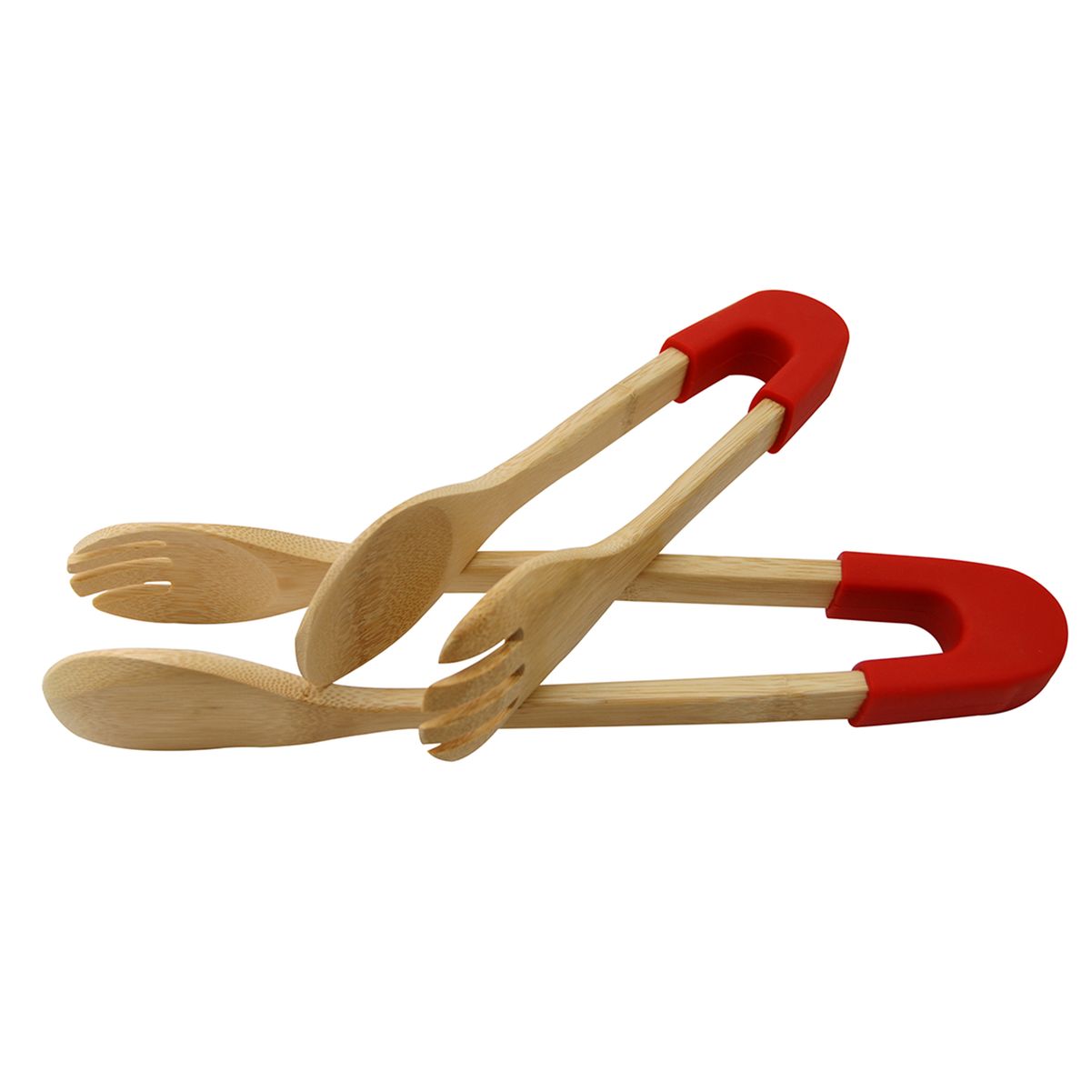 Le Chef™ Bamboo Flat or Salad Tongs (Set of 2) - Bamboo Salad Tongs - Set of 2