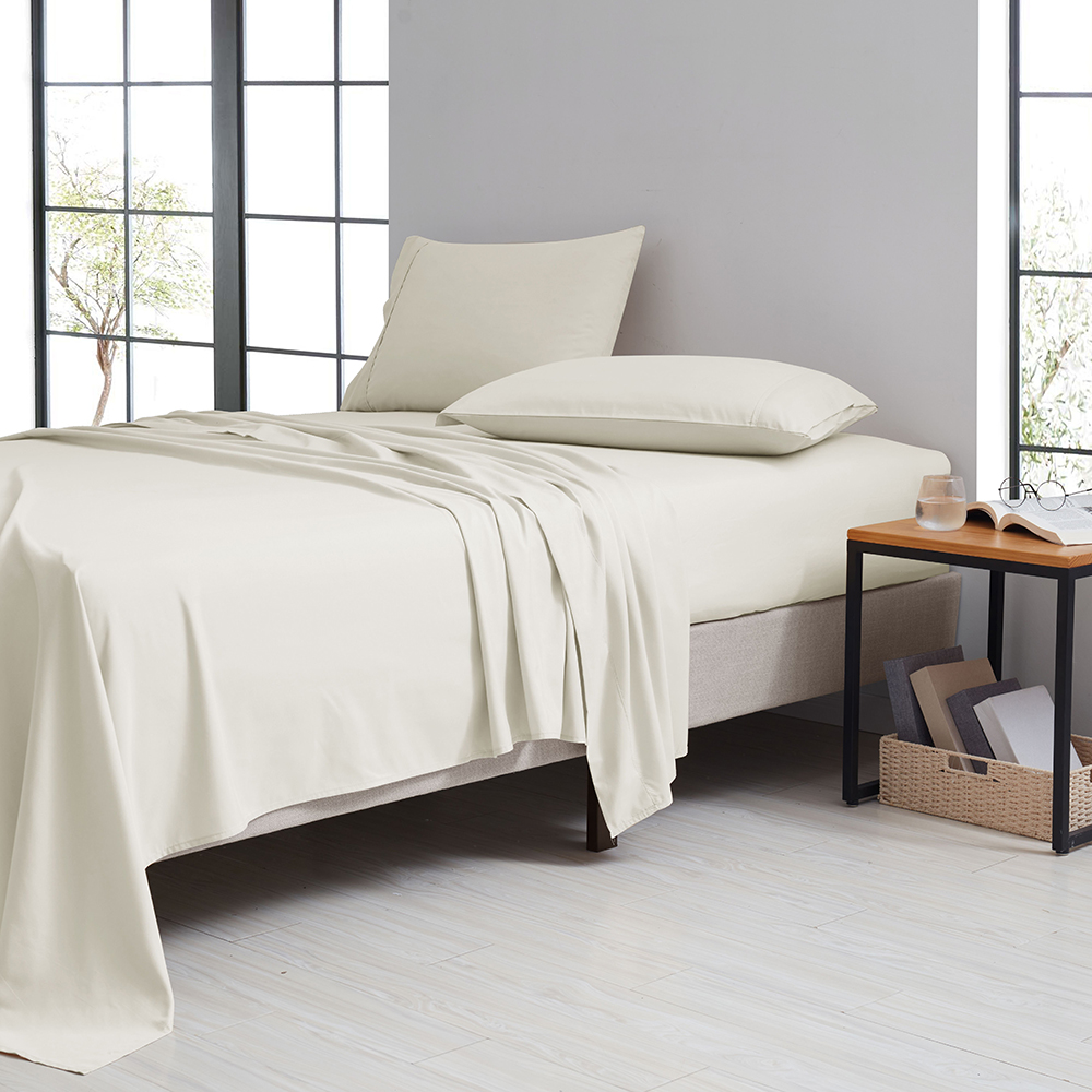 1800TC Bamboo Blend 4-Piece Sheet Set with Deep Pockets - King - Ivory