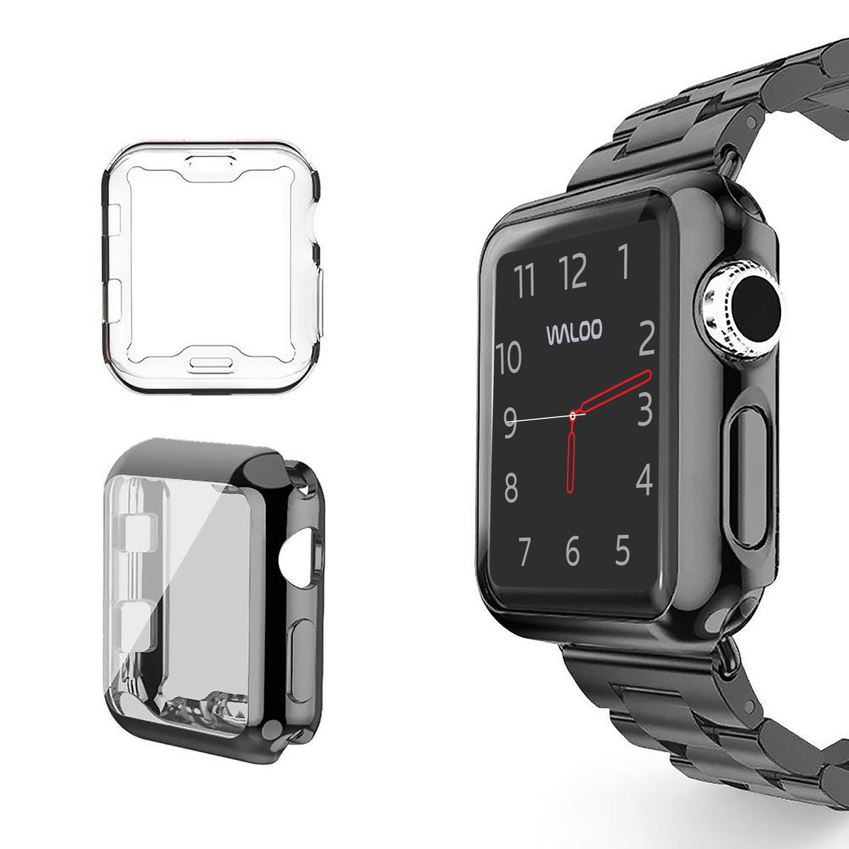 Waloo® Electroplated Cases for Apple Watch (2-Pack) - 38mm / Clear & Black