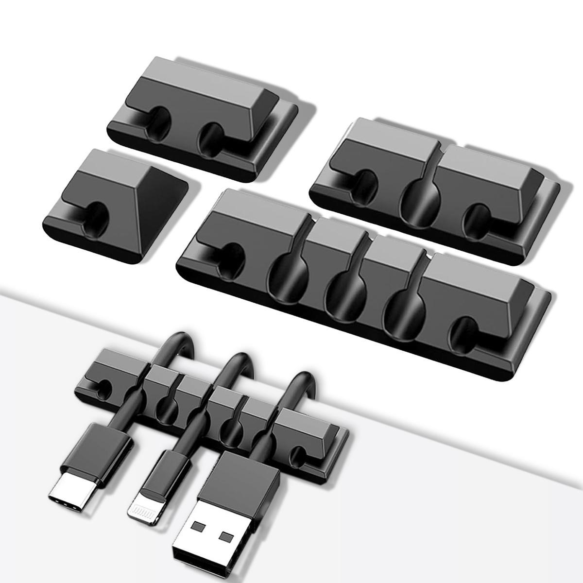 5-Piece Multi-Purpose Cable Organizer - Black
