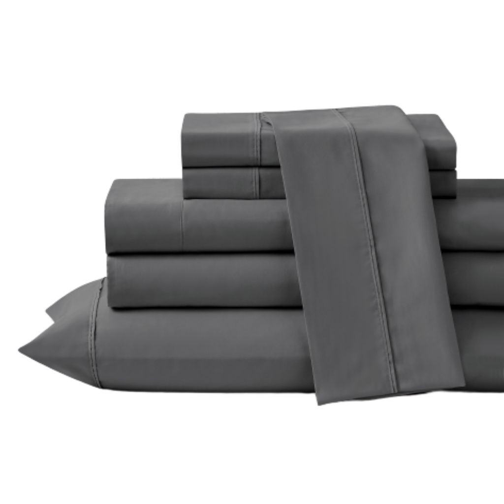 6-Piece CoolMax Ultra-Soft Sheet Set by Kathy Ireland&reg; - Queen - Dark Grey