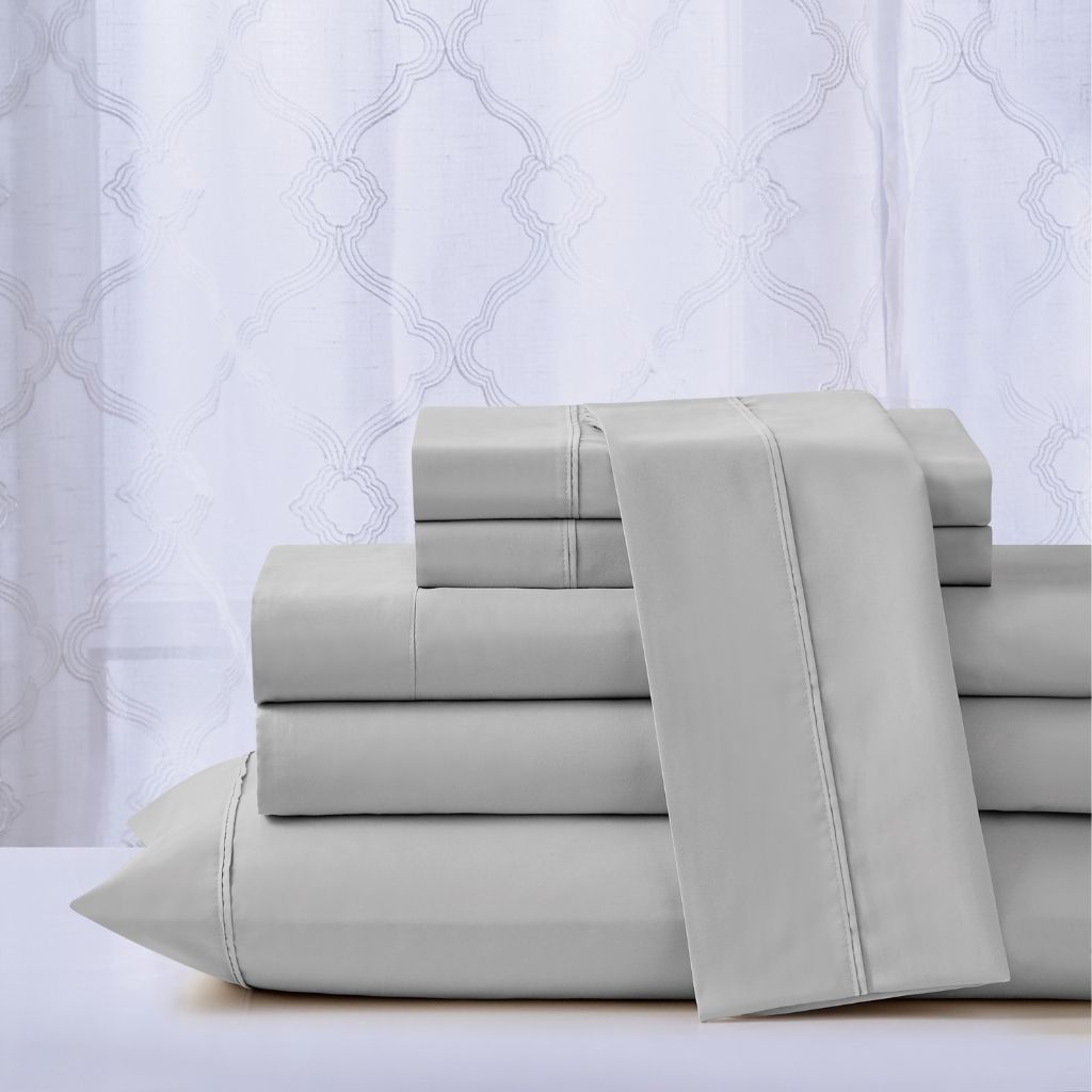 6-Piece CoolMax Ultra-Soft Sheet Set by Kathy Ireland&reg; - King - Light Grey