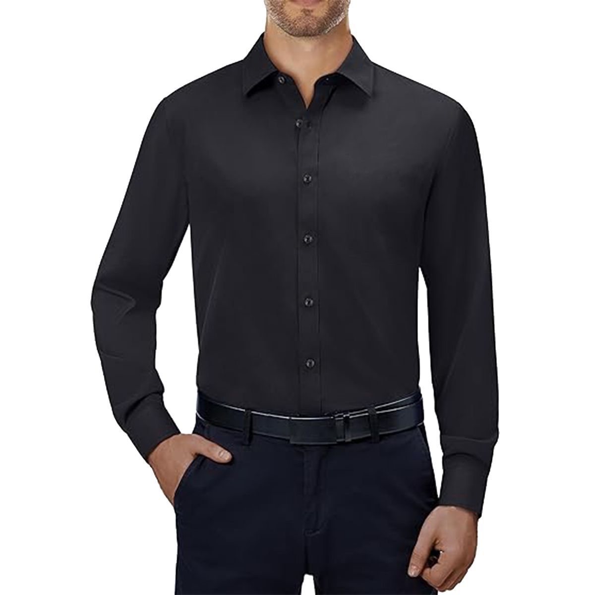 Men's Long Sleeve Classic Dress Shirt - JMLS-350 / BK / S