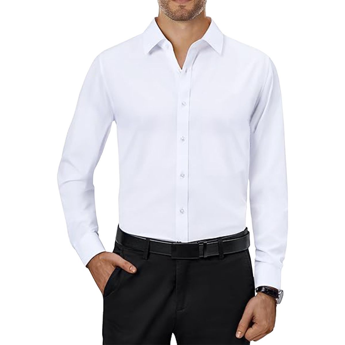 Men's Long Sleeve Classic Dress Shirt - JMLS-350 / WH / 3XL