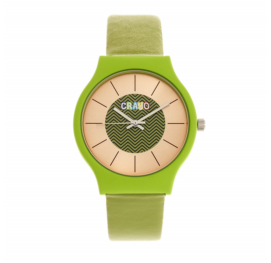 Crayo Trinity Unisex Leatherette Strap Watch - Green